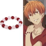 Anime Fruits Basket Kyo Sohma Bracelet White Red Crystal Beads Bangle Bracelets for Women Men Cosplay Props Jewelry