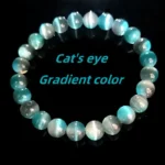 Fashionable 8mm Gradient Cat Eye Stone Bracelet - Handmade Elastic Rope Beaded Bracelet - The Best Gift to Give