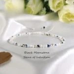 Rainbow Moonstone bracelet, 3mm faceted small beads adjustable jewelry