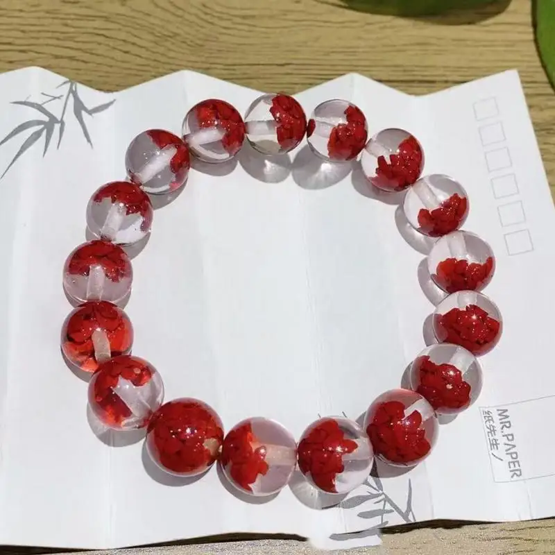 kf-Sa7660c4158474c78a7a4f734919c8d14X Natural Cinnabar Bracelet Women Fine Jewelry Genuine Healing Gemstone Red Cinnabar Crystal Bracelets For Girlfriend Mom Gifts - 图片 1