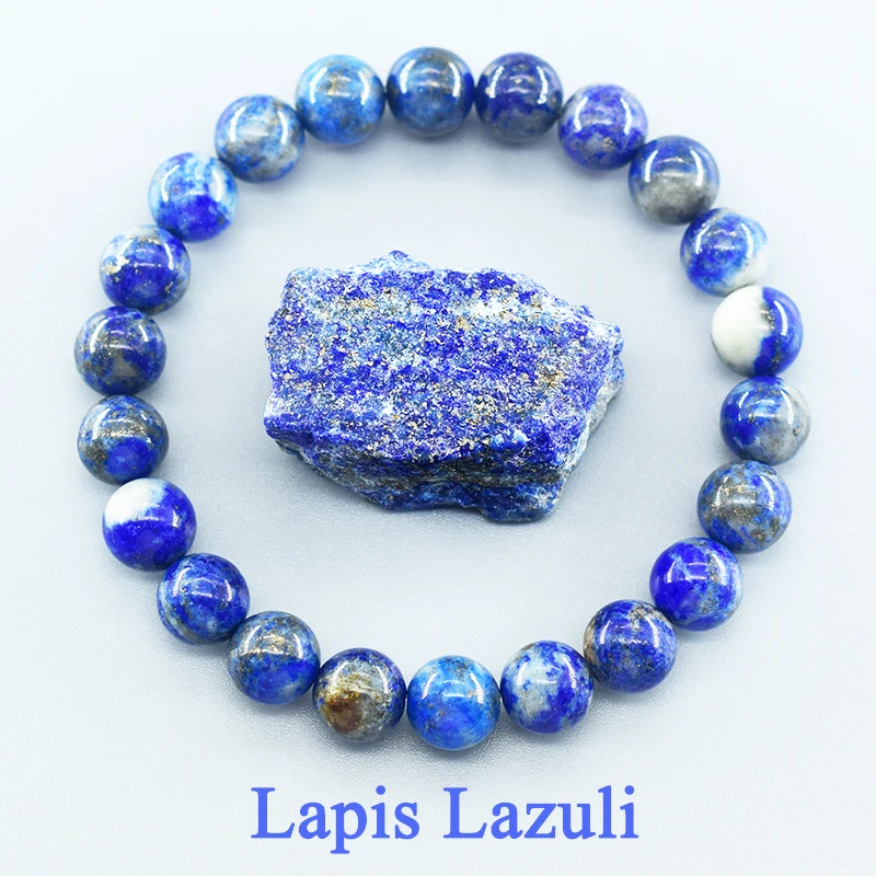 kf-Sc725cf1f8d5a46a2aee3d93da1e6fdd1g Real 5A Natural Lapis Lazuli Stone Beads Bracelet Homme Elastic High Quality Energy Healing Jewelry for Women Gift for Boyfriend - 图片 1