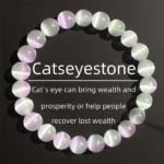 Natural Lucky Wealth Attraction White Crystal Cat Eye Stone Bracelet Fashionable Women Stylish Jewelry Accessory
